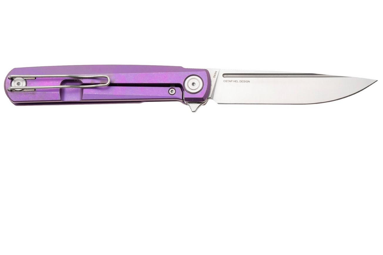 Real Steel G-Frame 7874TS04 Satin N690, Violet Purple Titanium zakmes, Ostap Hel design