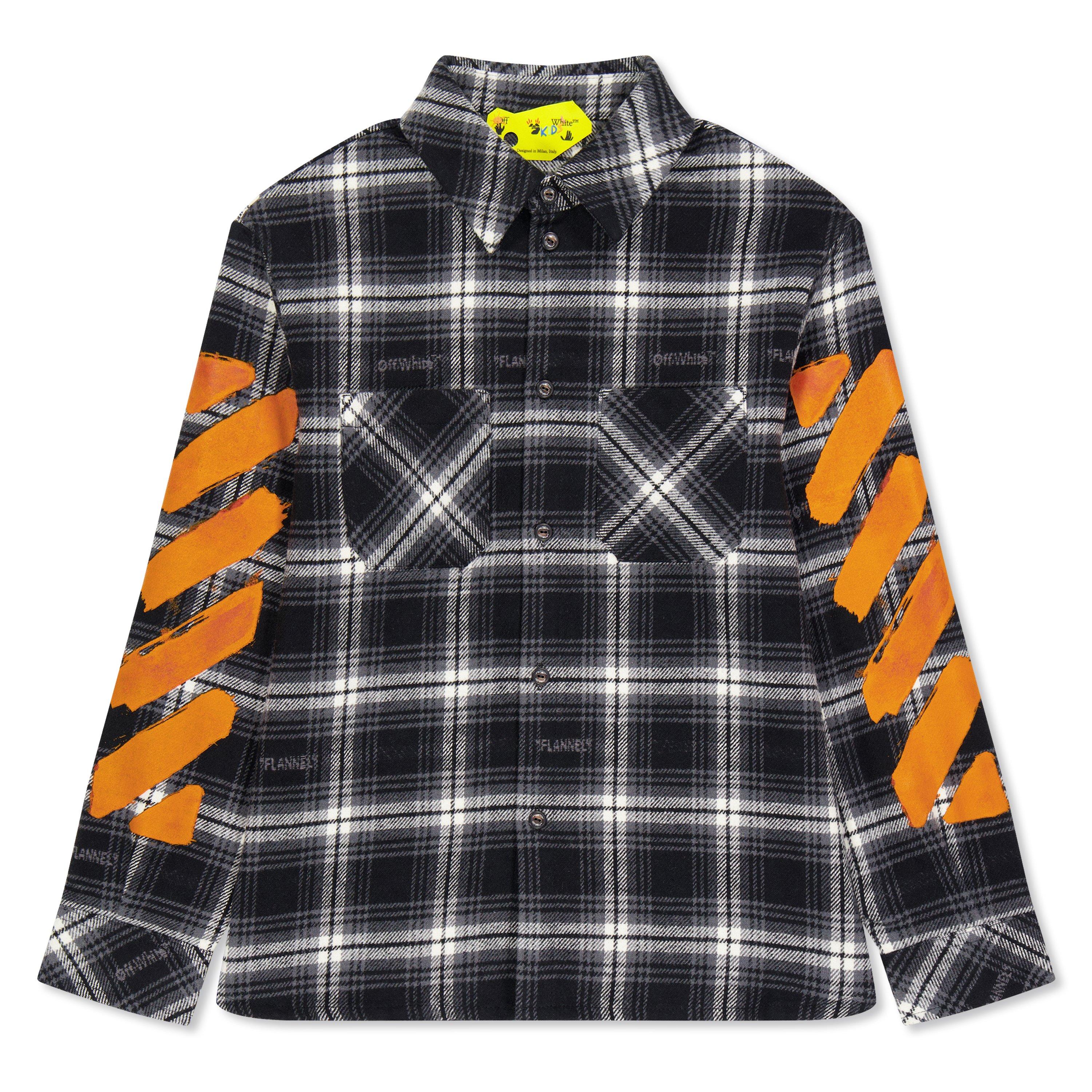 Off White Diagonal Check Flannel Shirt Juniors