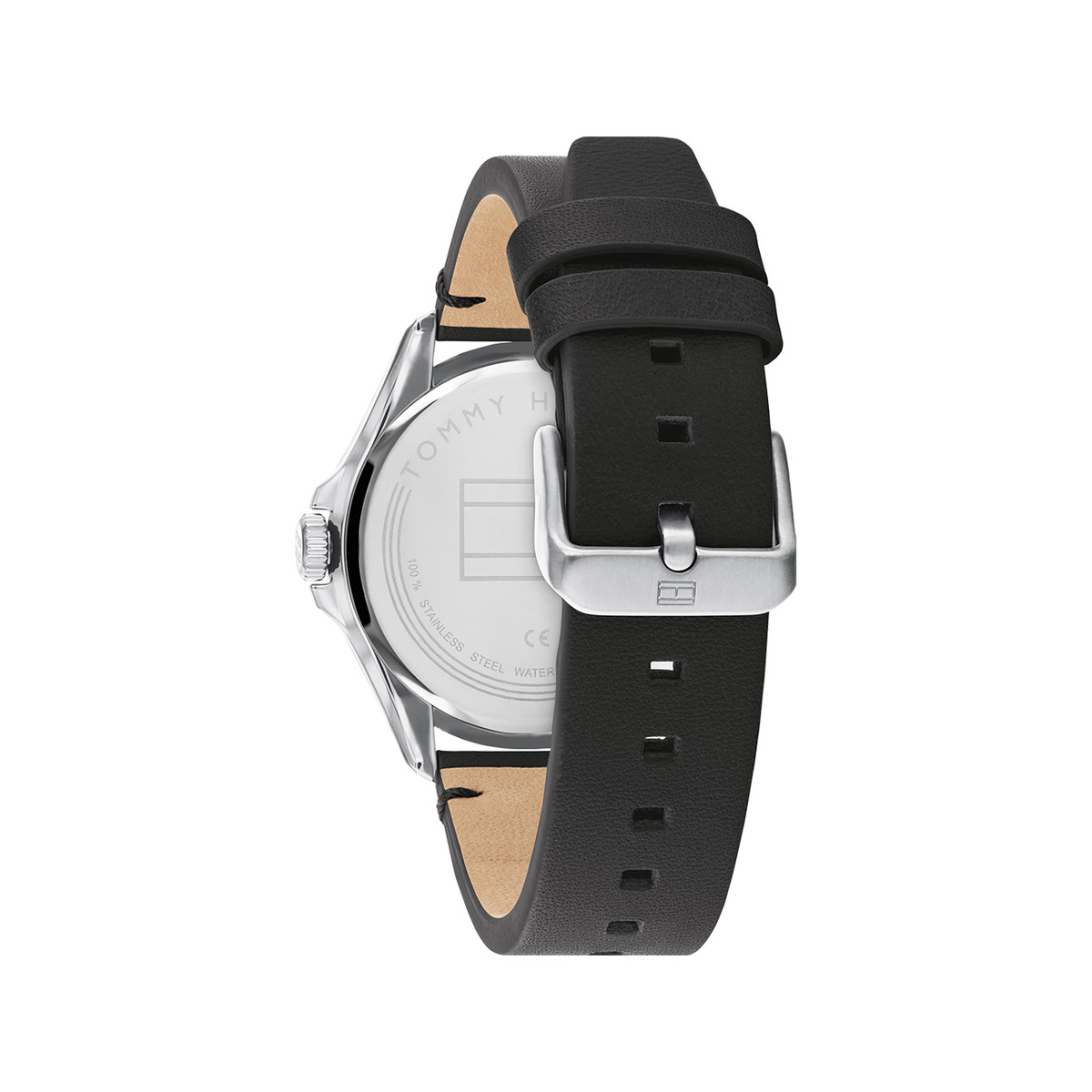 Montre Tommy Hilfiger homme acier bracelet cuir noir