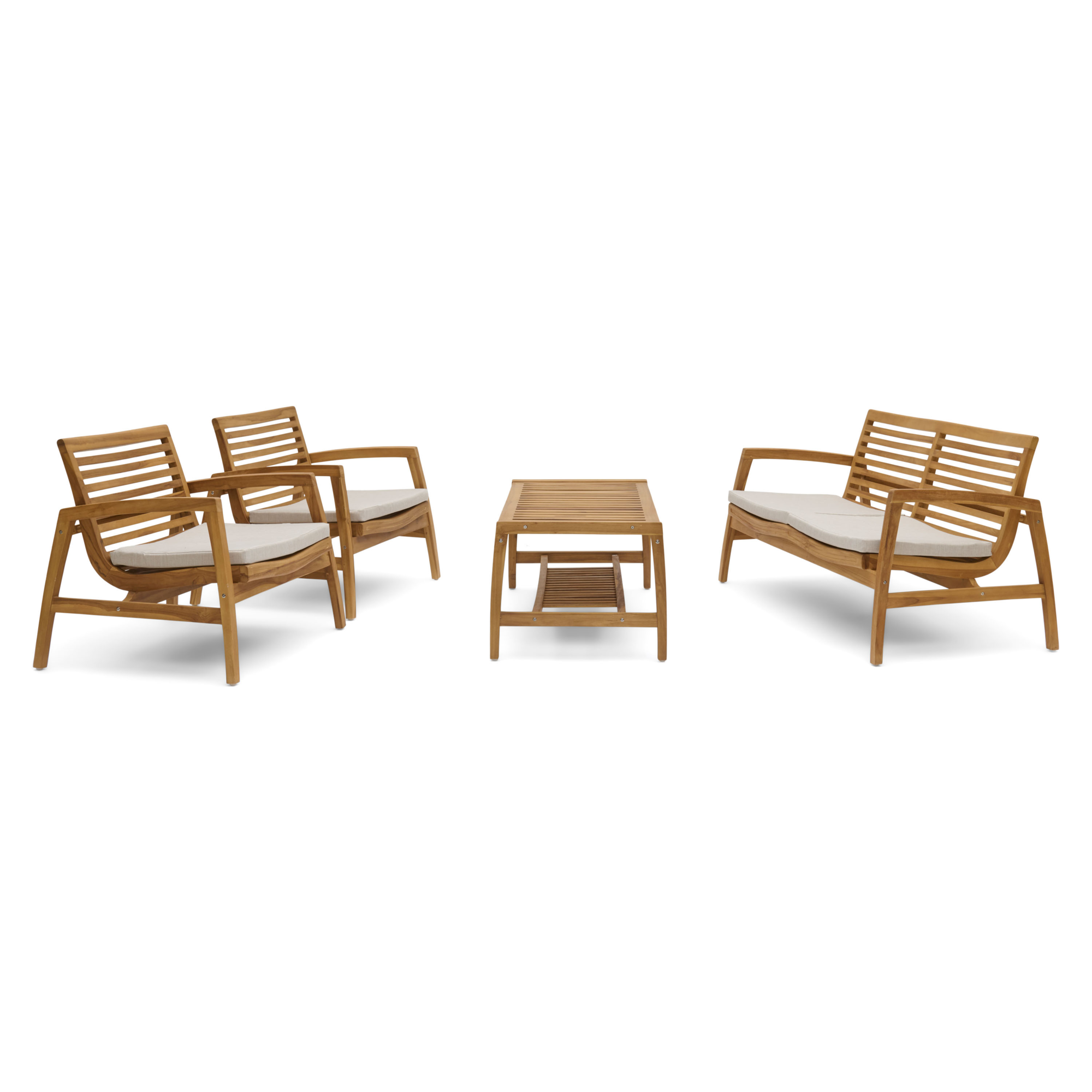 Loungeset Reese naturel teak - set van 4