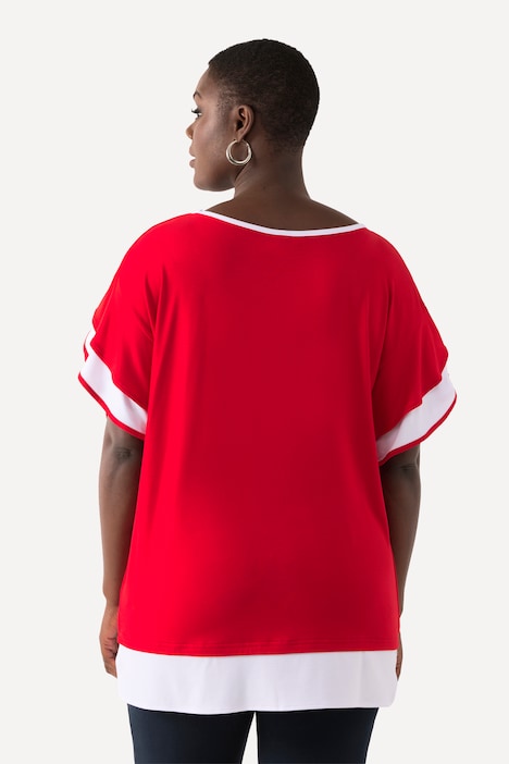 T-Shirt, Oversized, Rundhals, Volant-Halbarm
