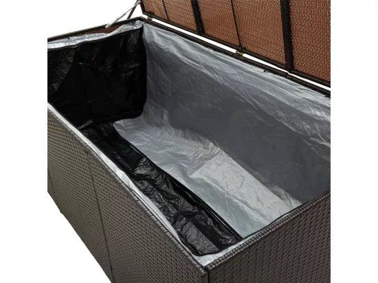 Boîte de rangement de jardin résine tressée 180x90x70 cm marron