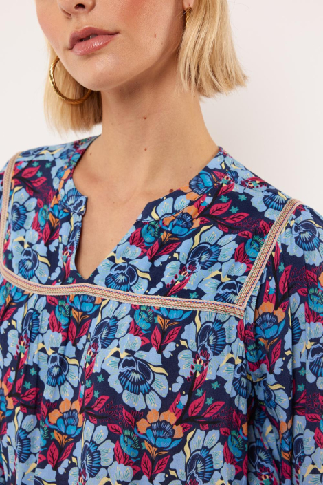 Fluresk blauwe dames blouse