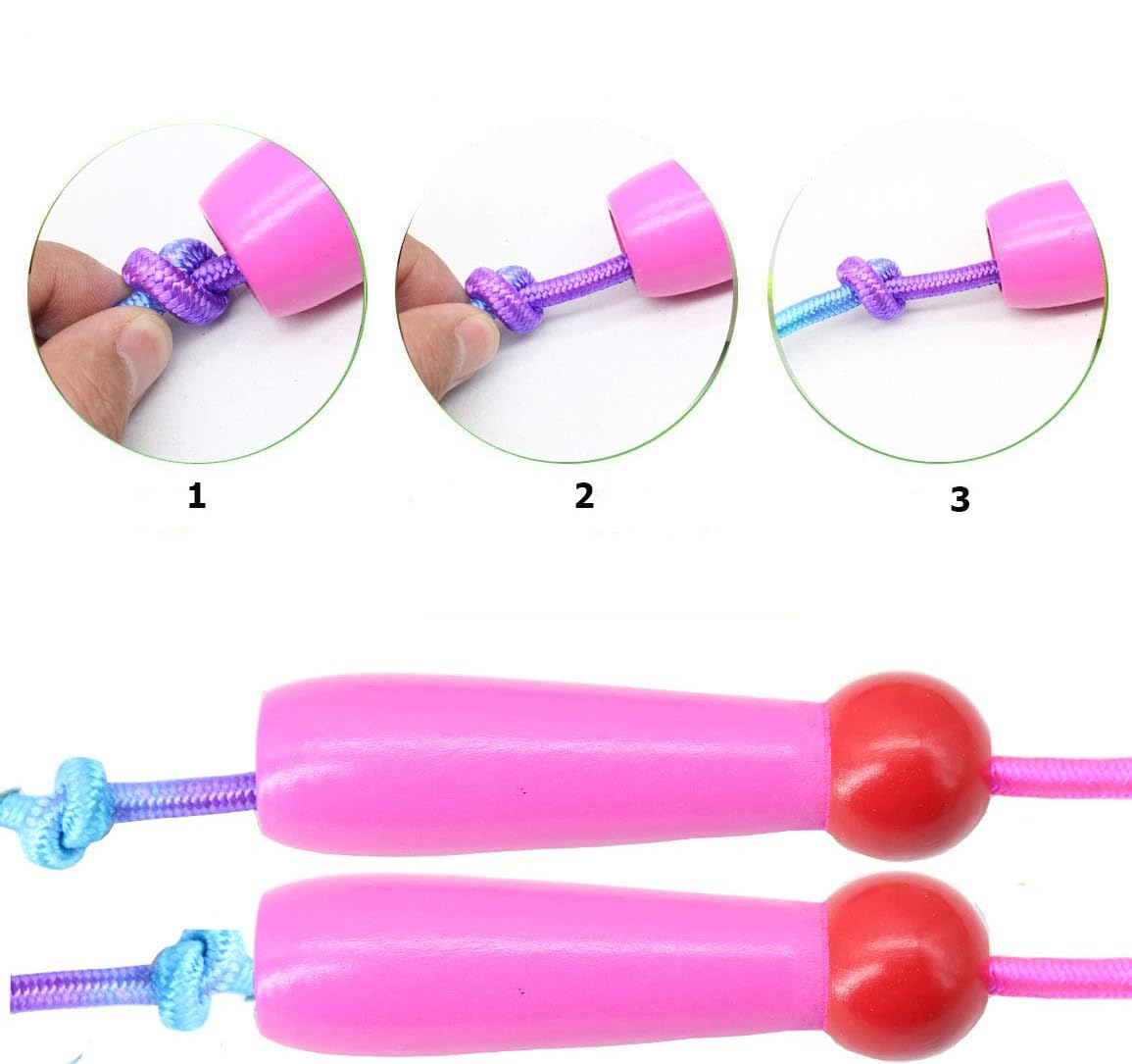 (2.4m) Verstellbares Kinder Springseil Outdoor Spielzeug Fitness Jump Rope mit Holz Griff - Blau