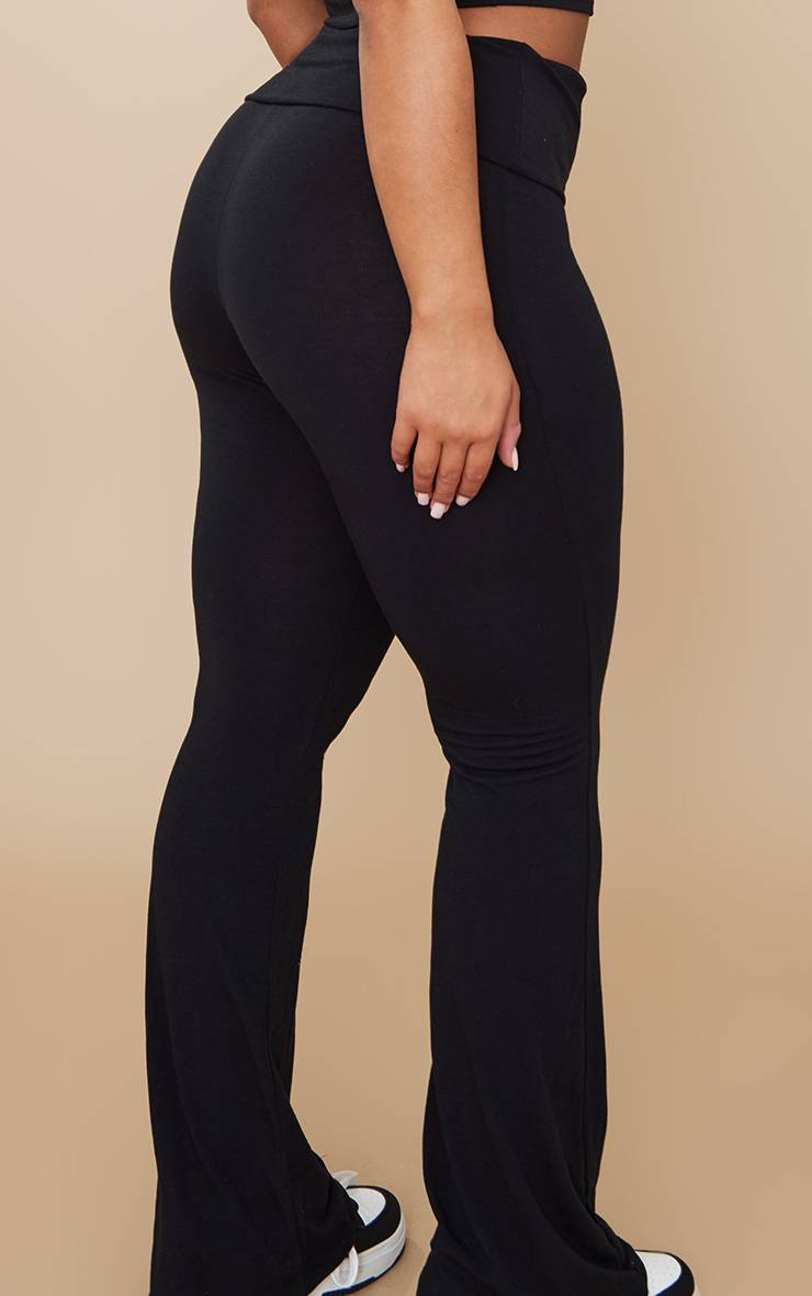 Noir Pantalon Évasé Taille Haute Pliable En Jersey Contour Shape