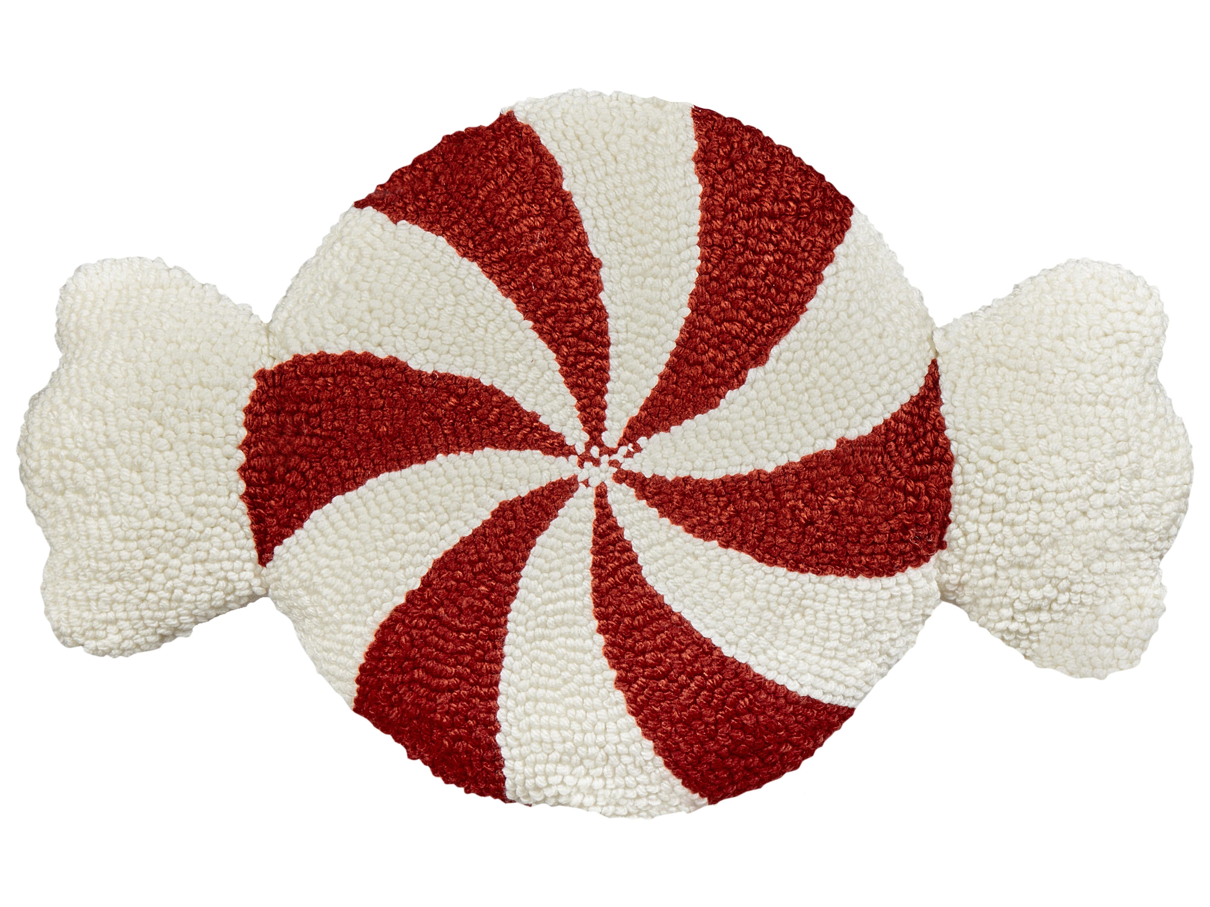Set van 2 sierkussens SPIRAL CANDY Bouclé 35 x 58 cm Wit kerstmotief