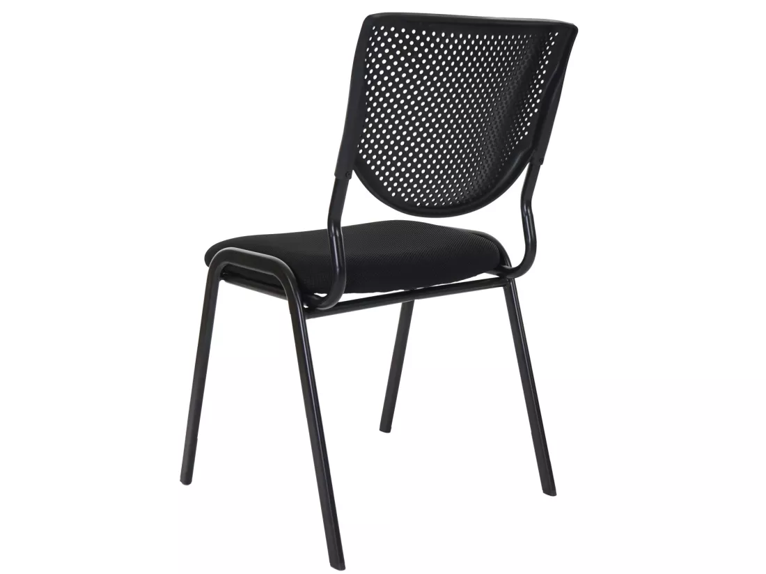 Chaise visiteur H401 Empilable (lot de 2), siège noir, pieds noirs