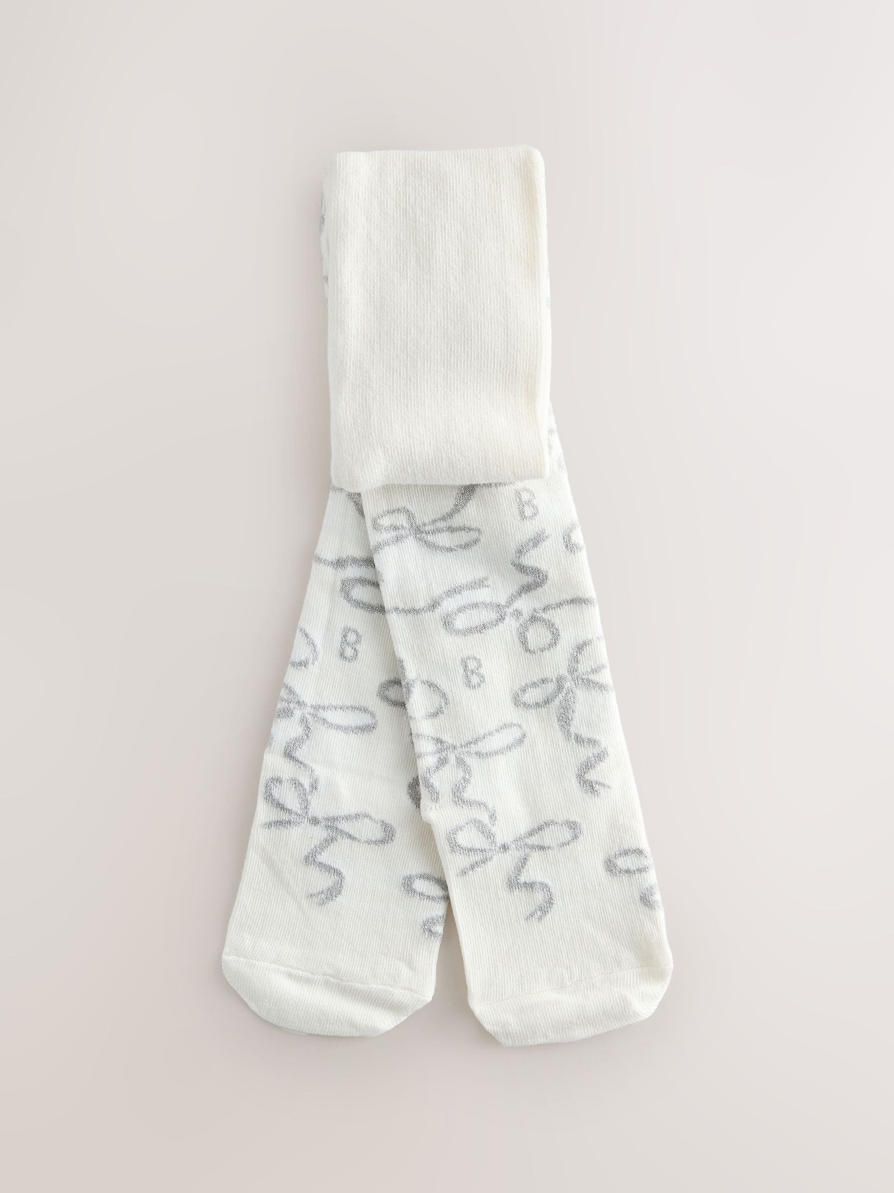 Baker by Ted Baker Girls Silver Ocassion Bow Tights 1 Pack