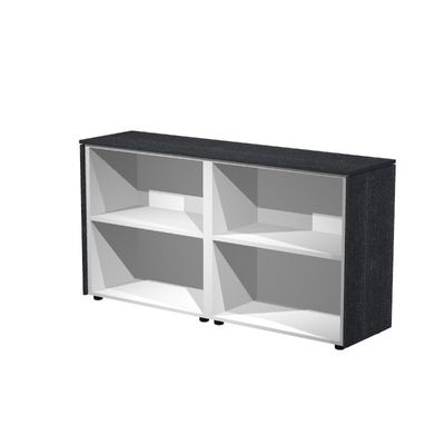 Armoire basse double Flora - L162,8xP43xH81,4 cm - portes mélaminés - 2 étagères - frêne noir