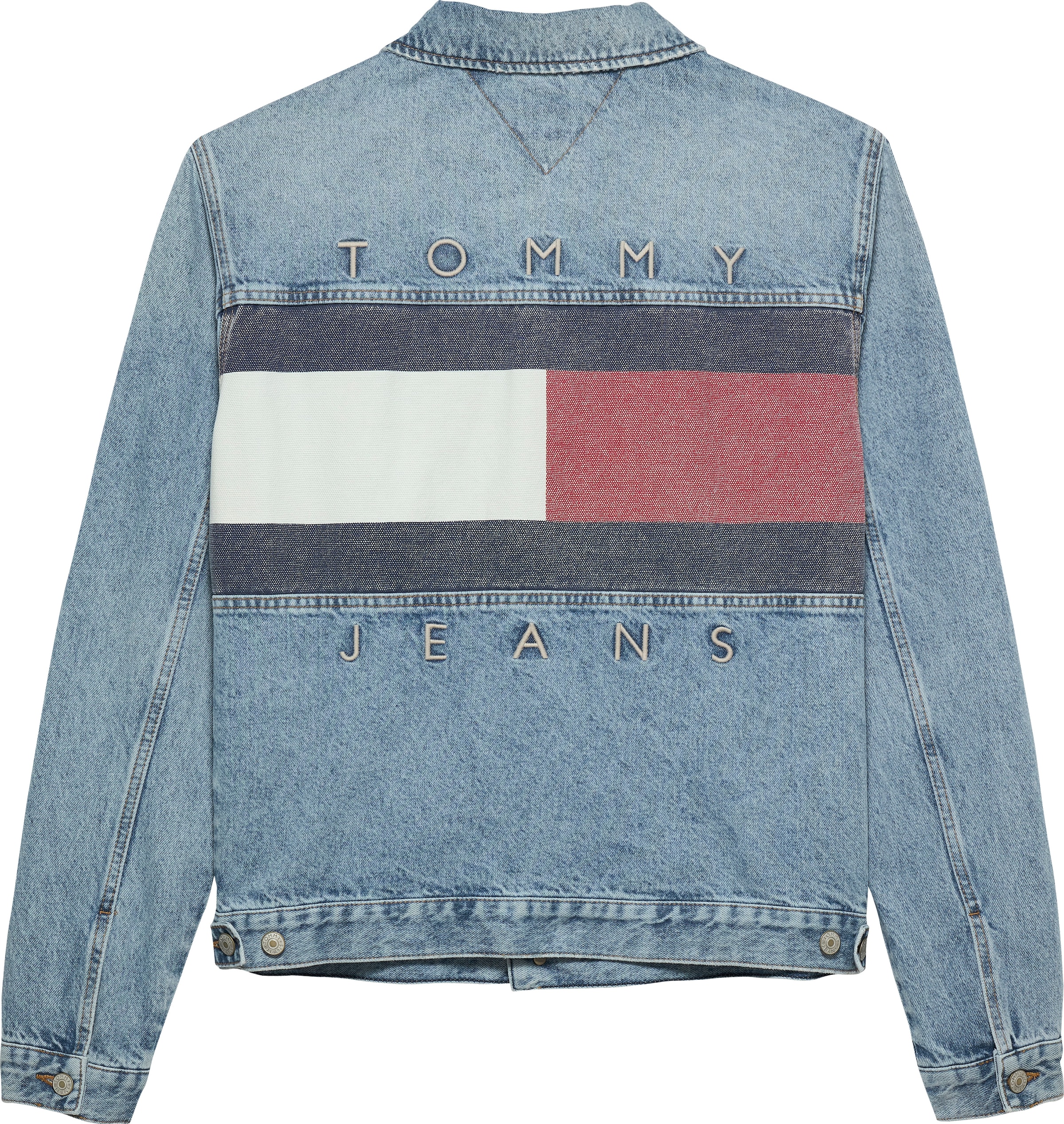 Tommy Jeans Jeansjacke »RYAN RGLR TRCKR RWB  EXT CI6033« ohne Kapuze Freizeitjacke, Übergangsjacke,  Mit Rundhalsausschnitt