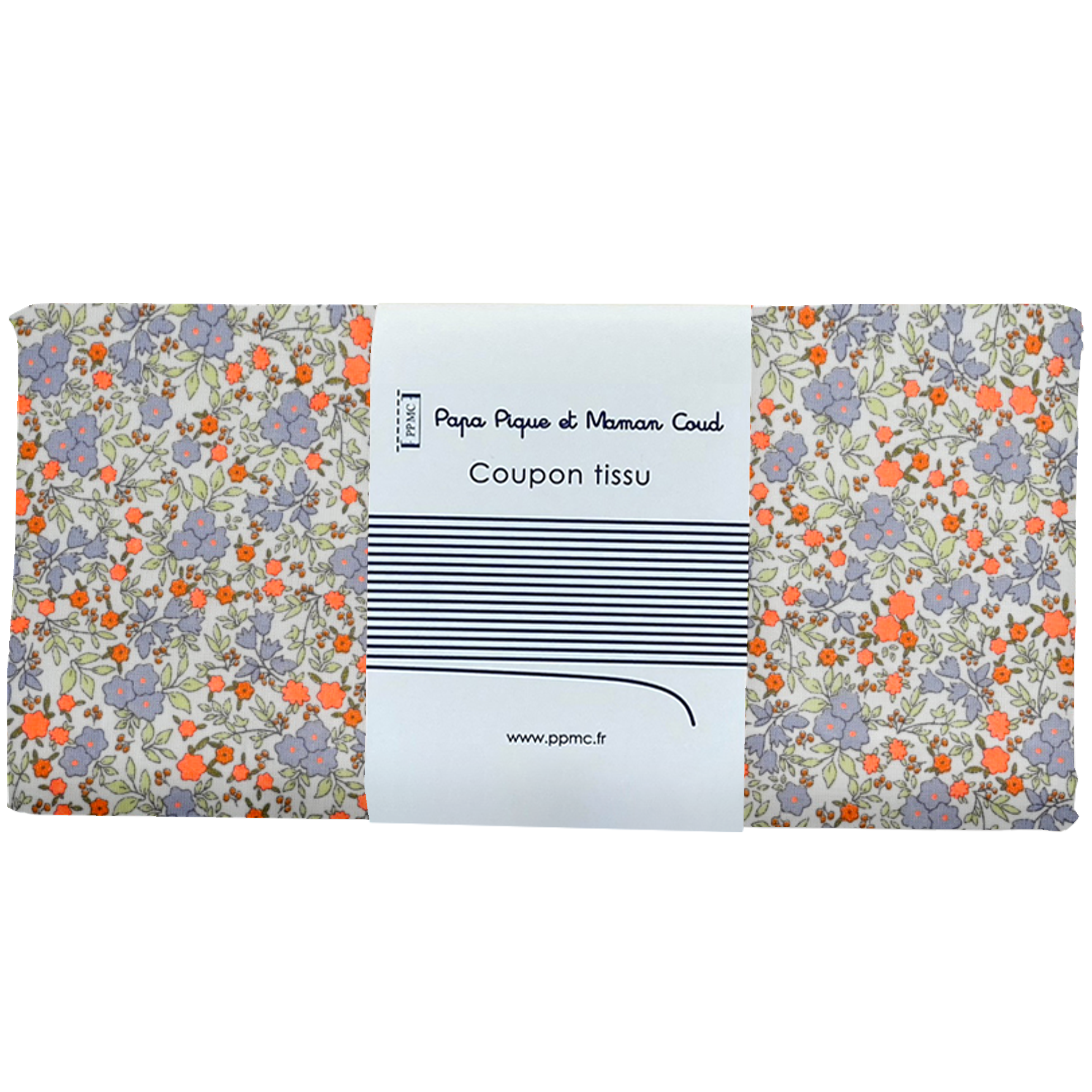 Coupon Tissu 50 Cm Ex2430 Fleuri Mini Orange Fluo