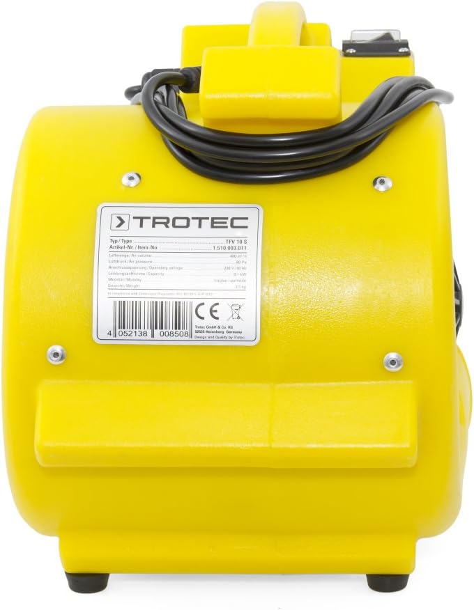 TROTEC Turbolüfter TFV 10 S mit einer maximalen 355 m³/h Luftmenge und 90 Pa Luftdruck
