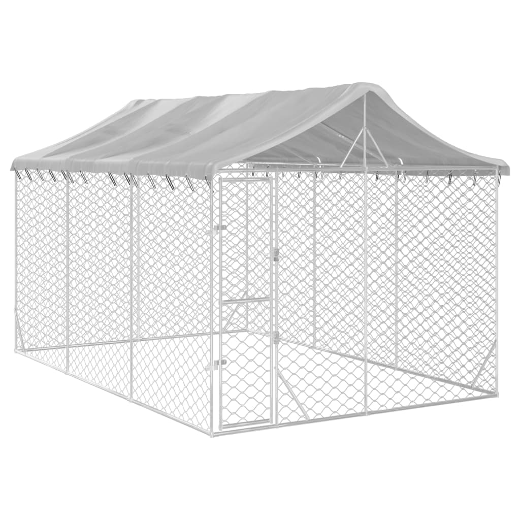 Chenil d'extérieur pour chiens avec toit argenté 3x4,5x2,5 m