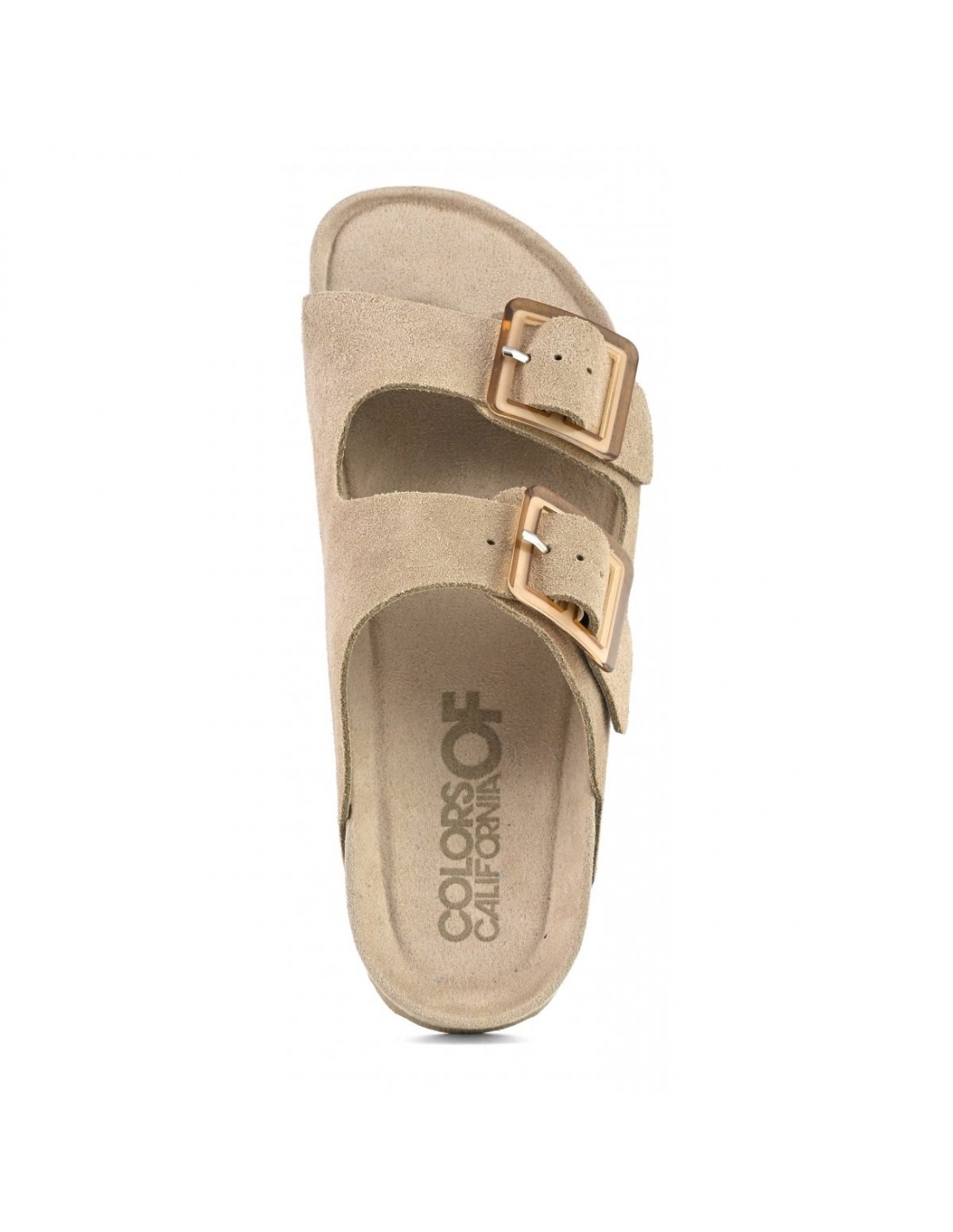 colors of california Mules Femme Bio Daim Beige 2 buckles