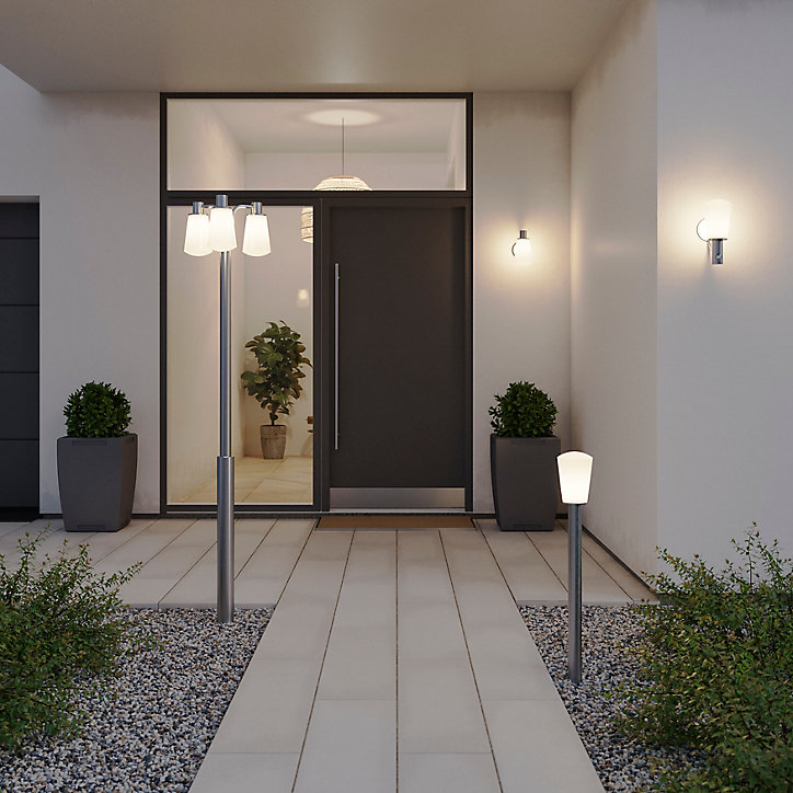 Lampadaire Charwell E27 IP44 GoodHome chrome