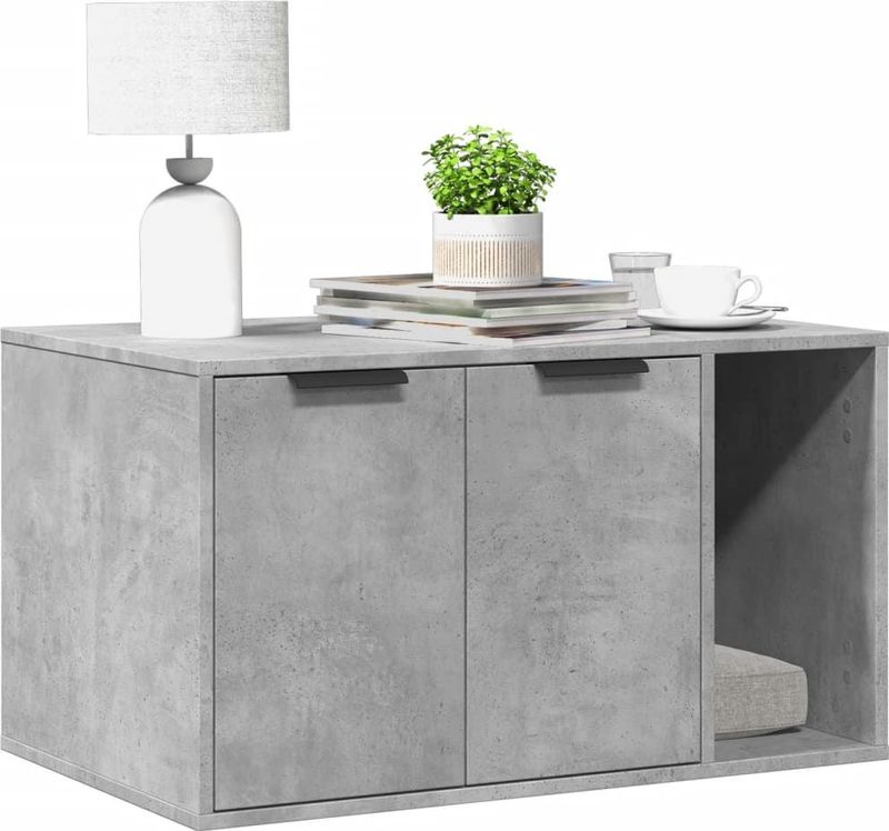 vidaXL - Kattenbakkast - Betongrijs - 80x50x45 cm - Bewerkt Hout