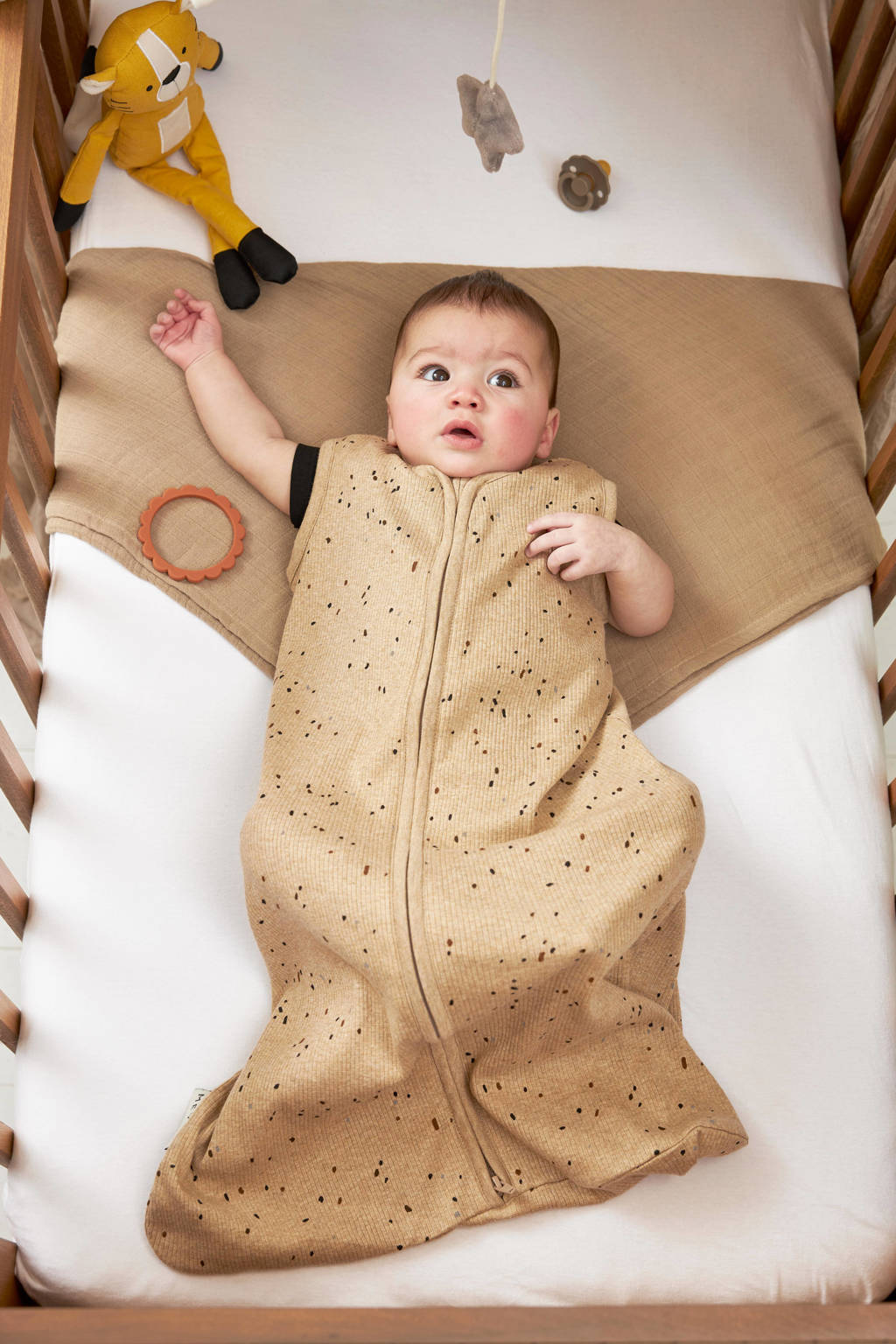Rib Mini Spot baby slaapzak toffee melange