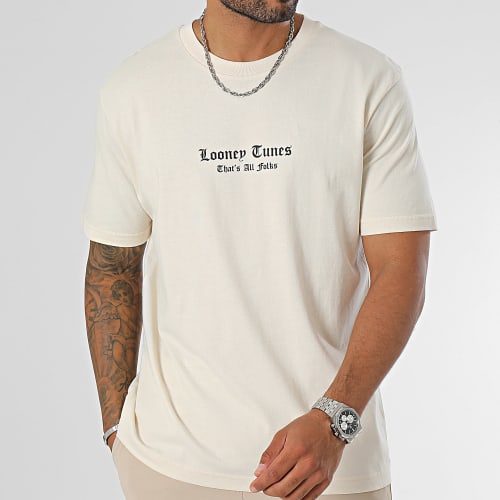 Tee Shirt Oversize Large Tweety Graffiti Pink Beige