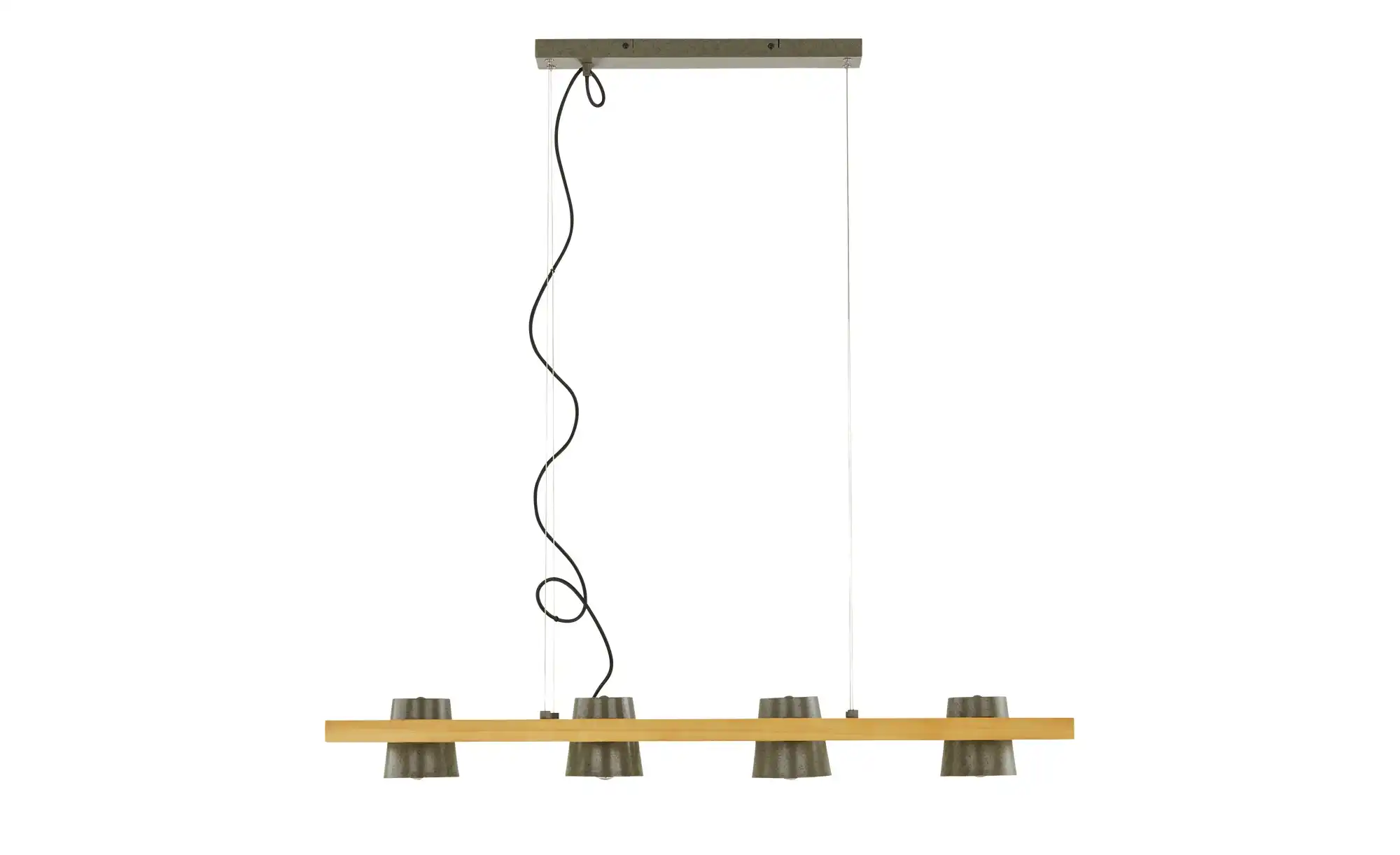 Trio Pendelleuchte, 4-flammig, Nickel antik mit Pinienholz