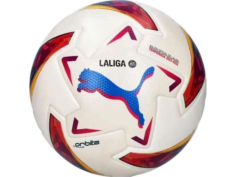 Fodbold Puma Orbita LaLiga 1 FIFA Kvalitet Hvid & Rød & Blå 84106 01 (5)