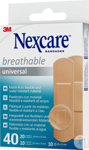 Nexcare Breathable Universal Pansements Respirants Universels Mix 40 Pansements