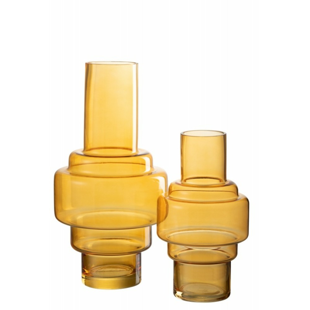 Vase en verre transparent ocre 14x25.5cm