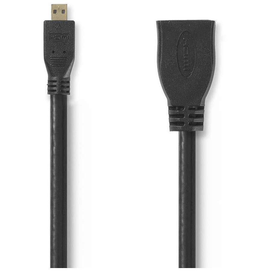 NEDIS Câble Micro HDMI mâle / HDMI femelle haute vitesse avec Ethernet Noir (20 cm)