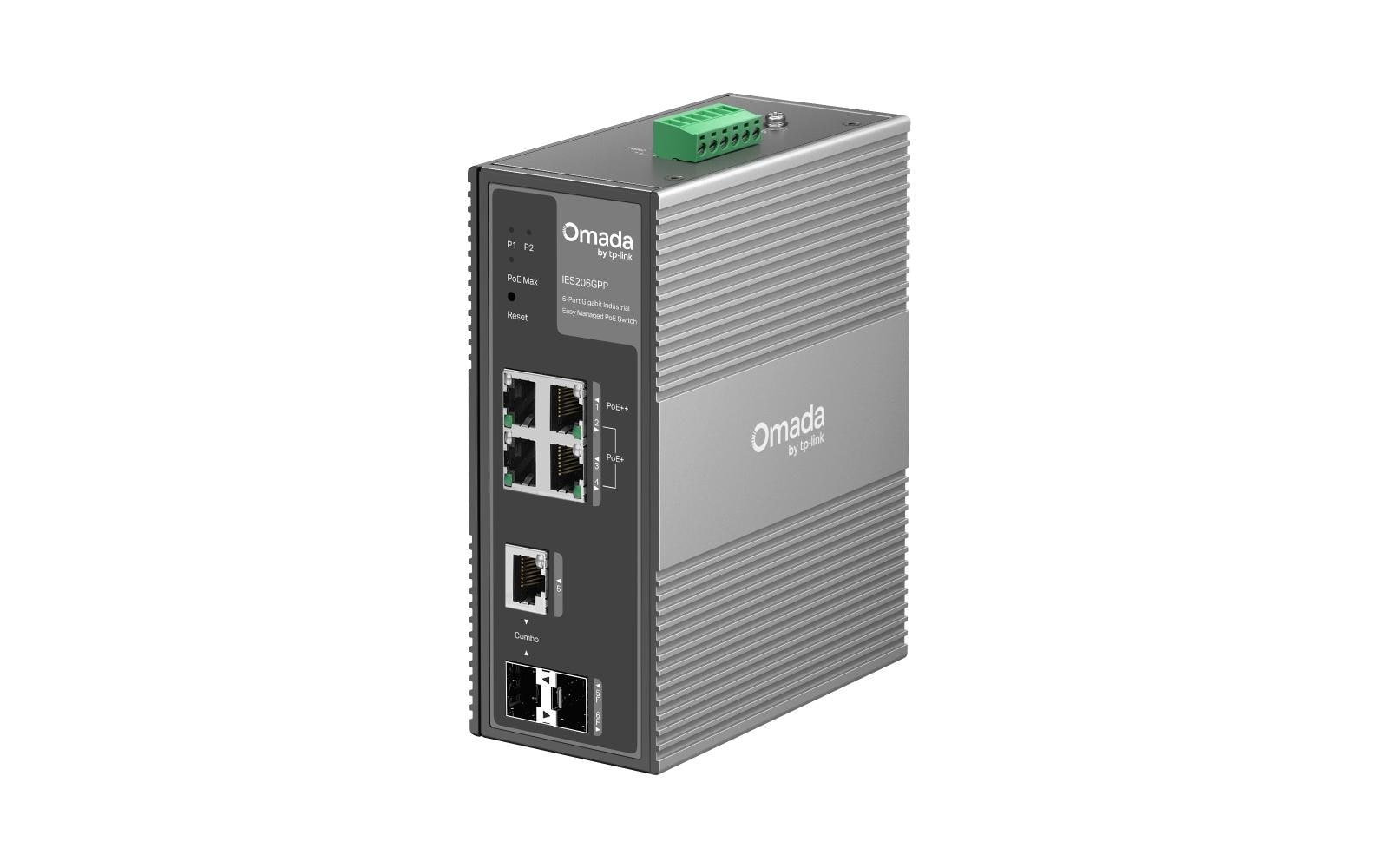 PoE++ Switch Omada IES206GPP 6 Port<br>Omada 6-Port Gigabit Industrial Easy Managed Switch mit 3-Port PoE+ und 1-Port PoE++