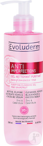 Evoluderm Gel Nettoyant Purifiant Anti-Imperfections Avec Zinc Et Calendula Flacon Pompe 250ml