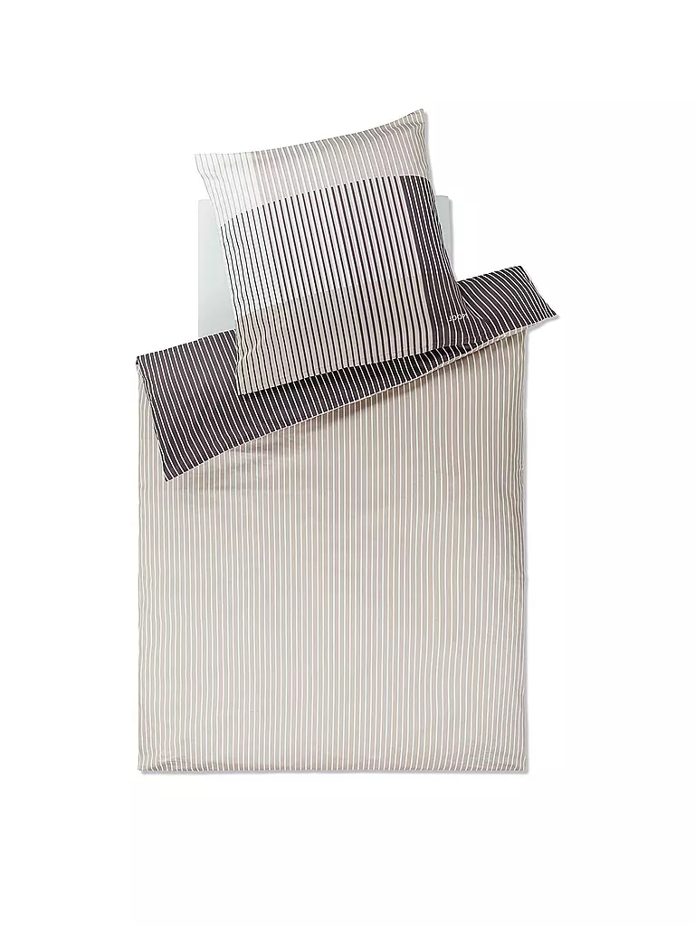 JOOP Satin Bettwäsche DIVIDED 70x90cm / 140x220cm Stone hellgrau