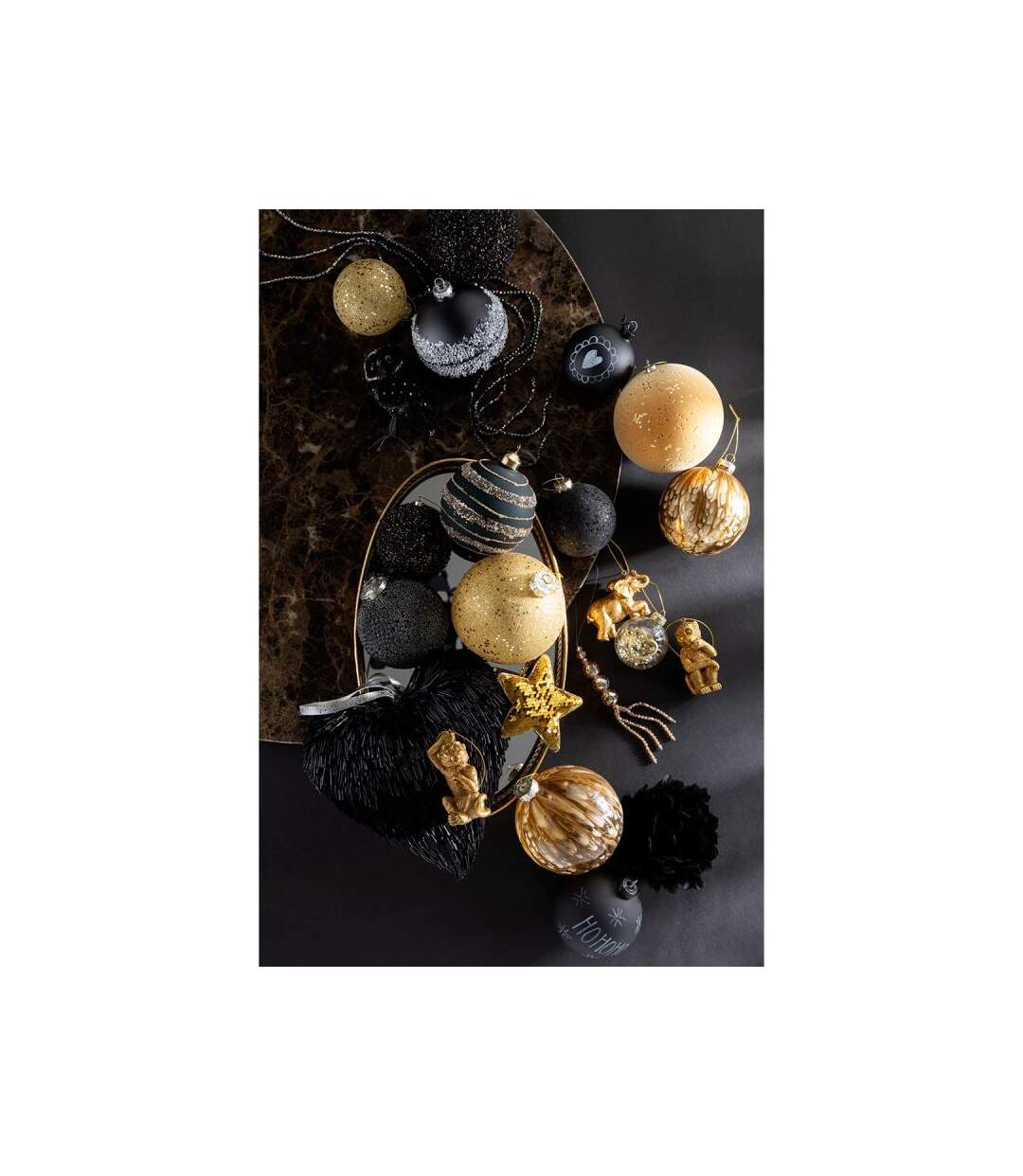 Paris Prix - Lot De 6 Boules De Noël tableau 8cm Noir