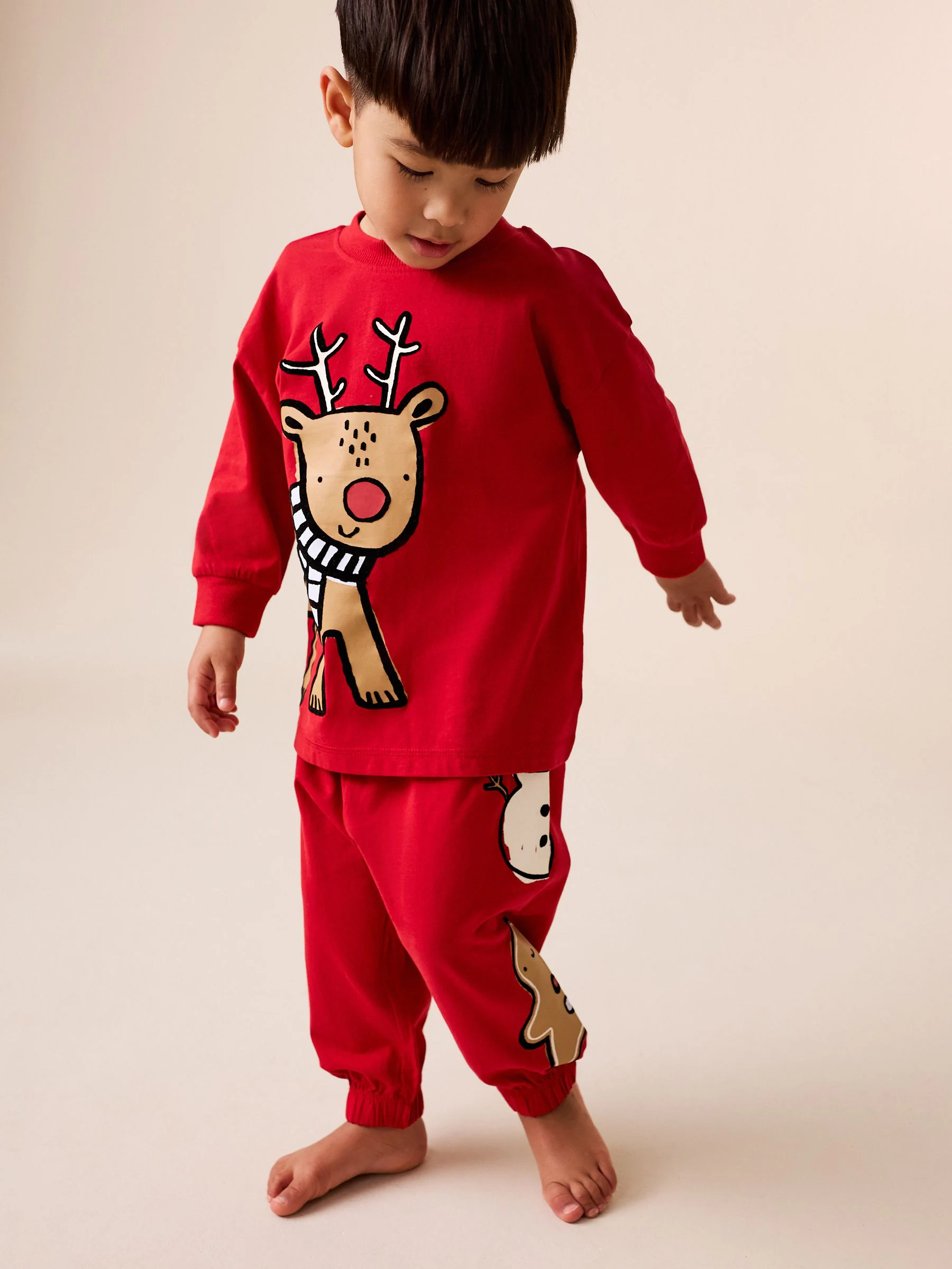 Rood rendier - Enkele kerstpyjama (9mnd-10jr)