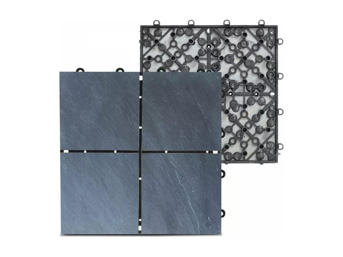 Lot de 24 dalles clipsables en pierre noir