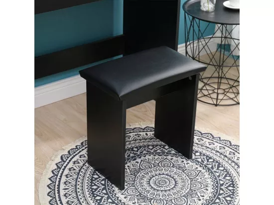 Coiffeuse table de maquillage noire tabouret miroir LED TIGER LILY
