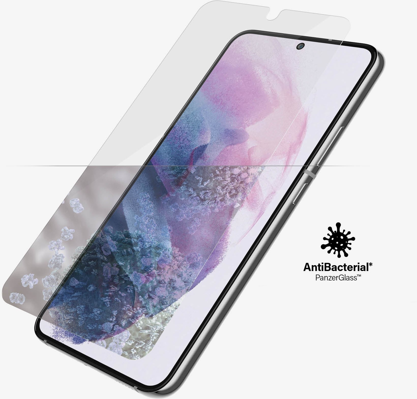 Samsung Galaxy S22 5G Antibakterielle Panzer Glas Displayschutz Case Friendly mit Rahmen (7293) - Schwarz