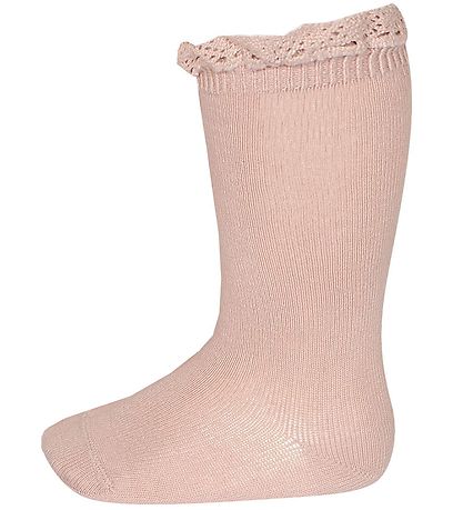 Condor Kn?Strømper m. Blonder - Rosa