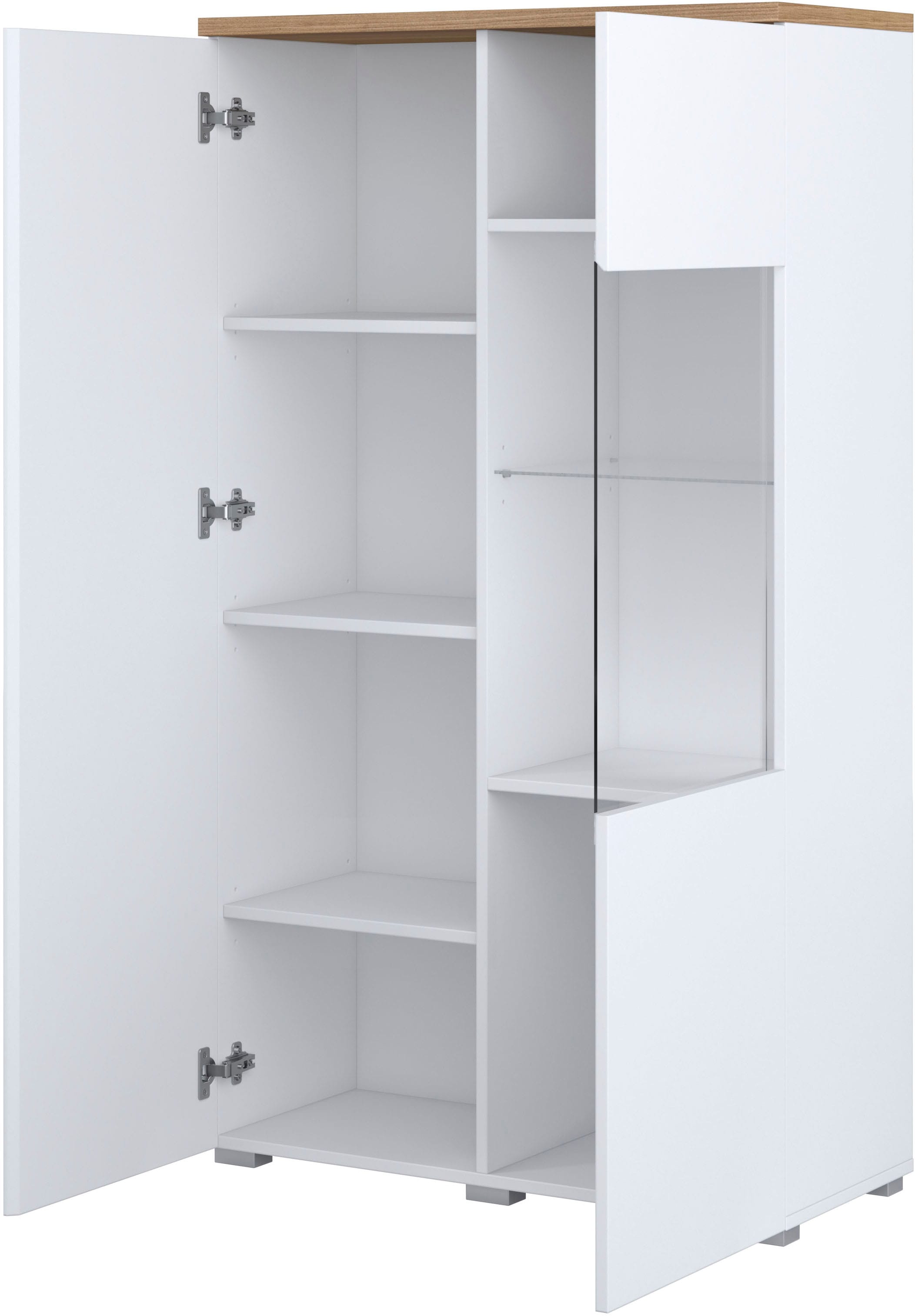 INOSIGN Vitrine »Modo, Breite 80 cm, moderner griffloser Vitrineschrank« Vitrine mit viel Stauraum, Einlegeböden verstellbar, Glastür