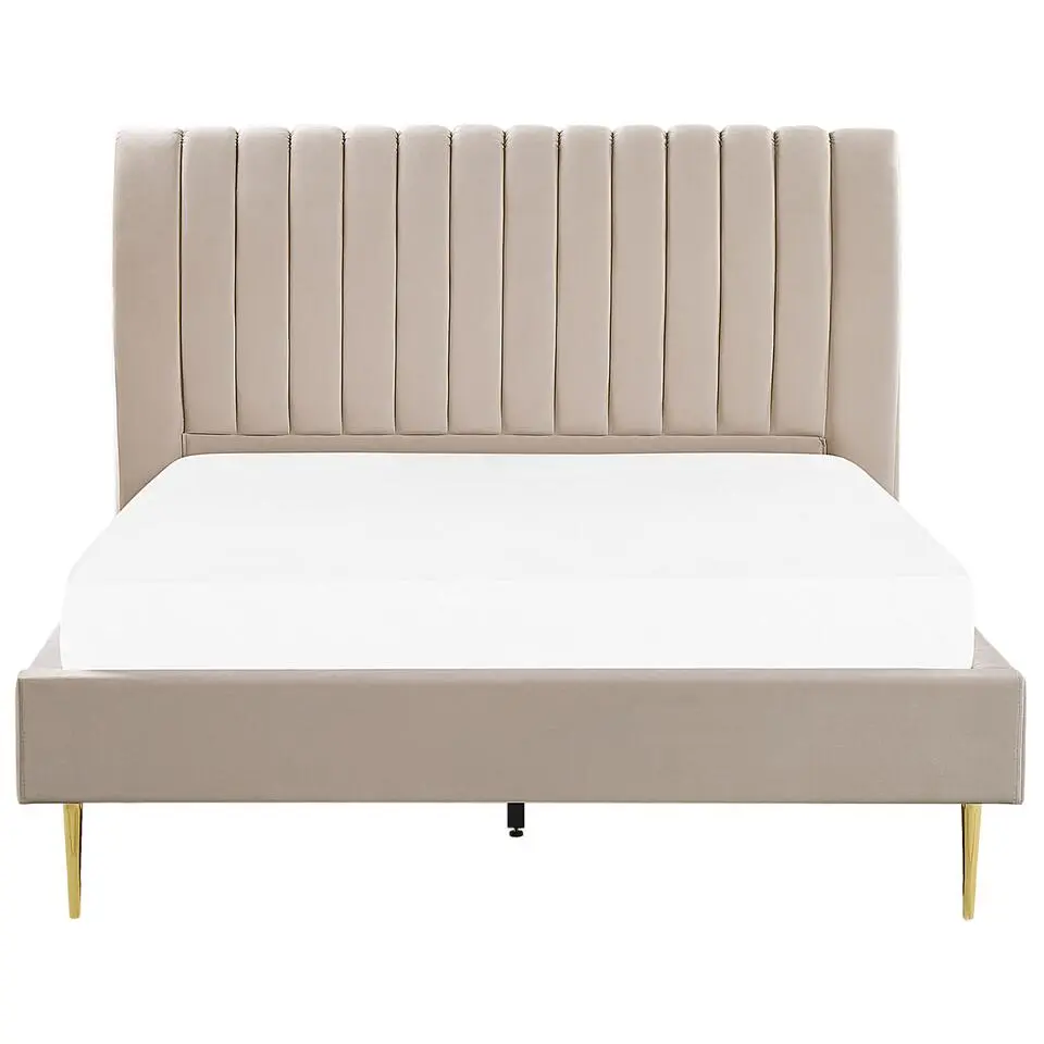 MARVILLE - Tweepersoonsbed - Beige - 160 x 200 cm - Fluweel