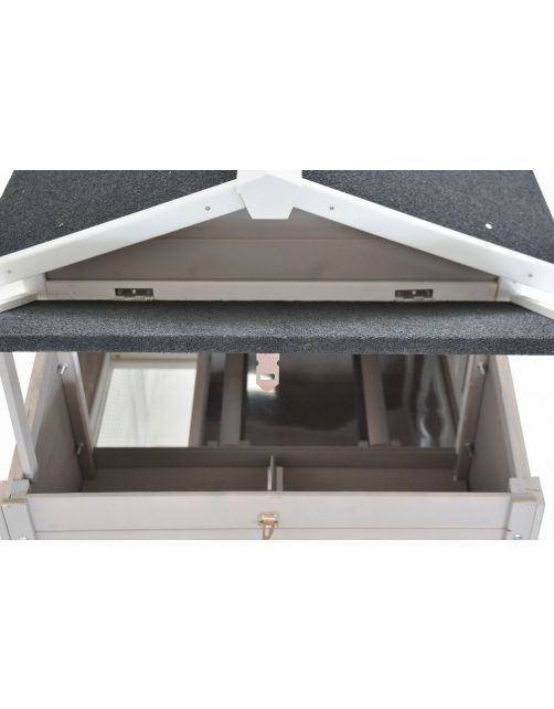 Homestyle Konijnenhok Norway - Dierenverblijf - 170x80x112 cm Donkergrijs Wit