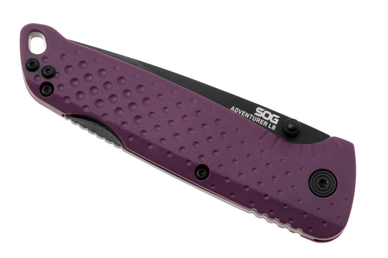 SOG Adventurer LB 13-11-04-43, Titanium Nitride 5CR15MOV, Dusk Purple GRN zakmes