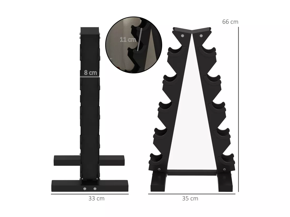 Support d'haltères à 5 niveaux - support de stockage d'haltères - charge max. 100 Kg - acier noir