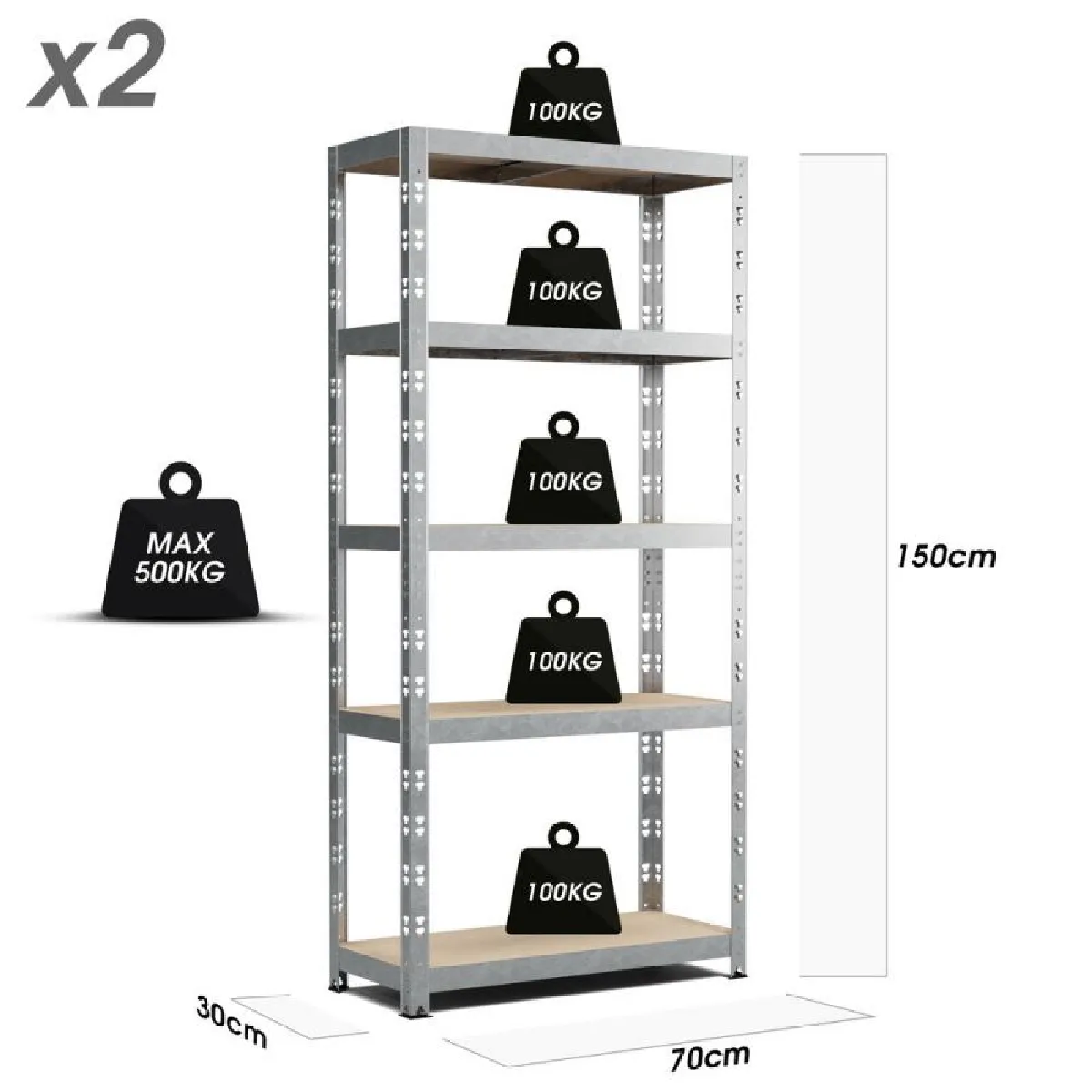 Eurospen Europsen Lot de 2 étagères modulables