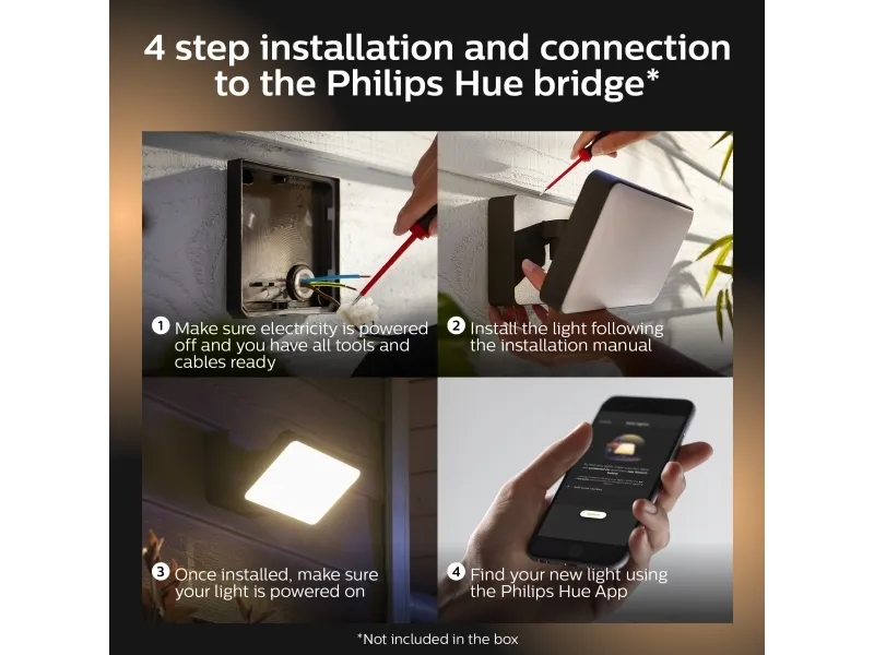 Philips Hue White ambiance Welcome - Projektører - LED - 20.5 W - klasse E - varmt hvidt lys - 2700 K - sort
