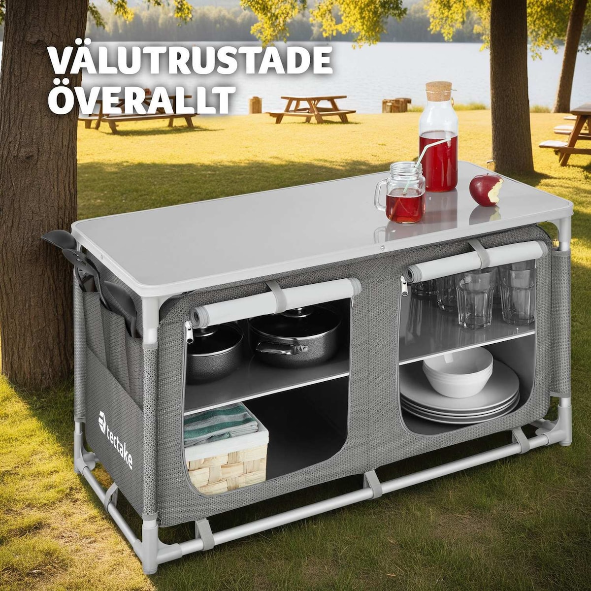 Campingkjøkken 97×47,5×56,5 cm - grå
