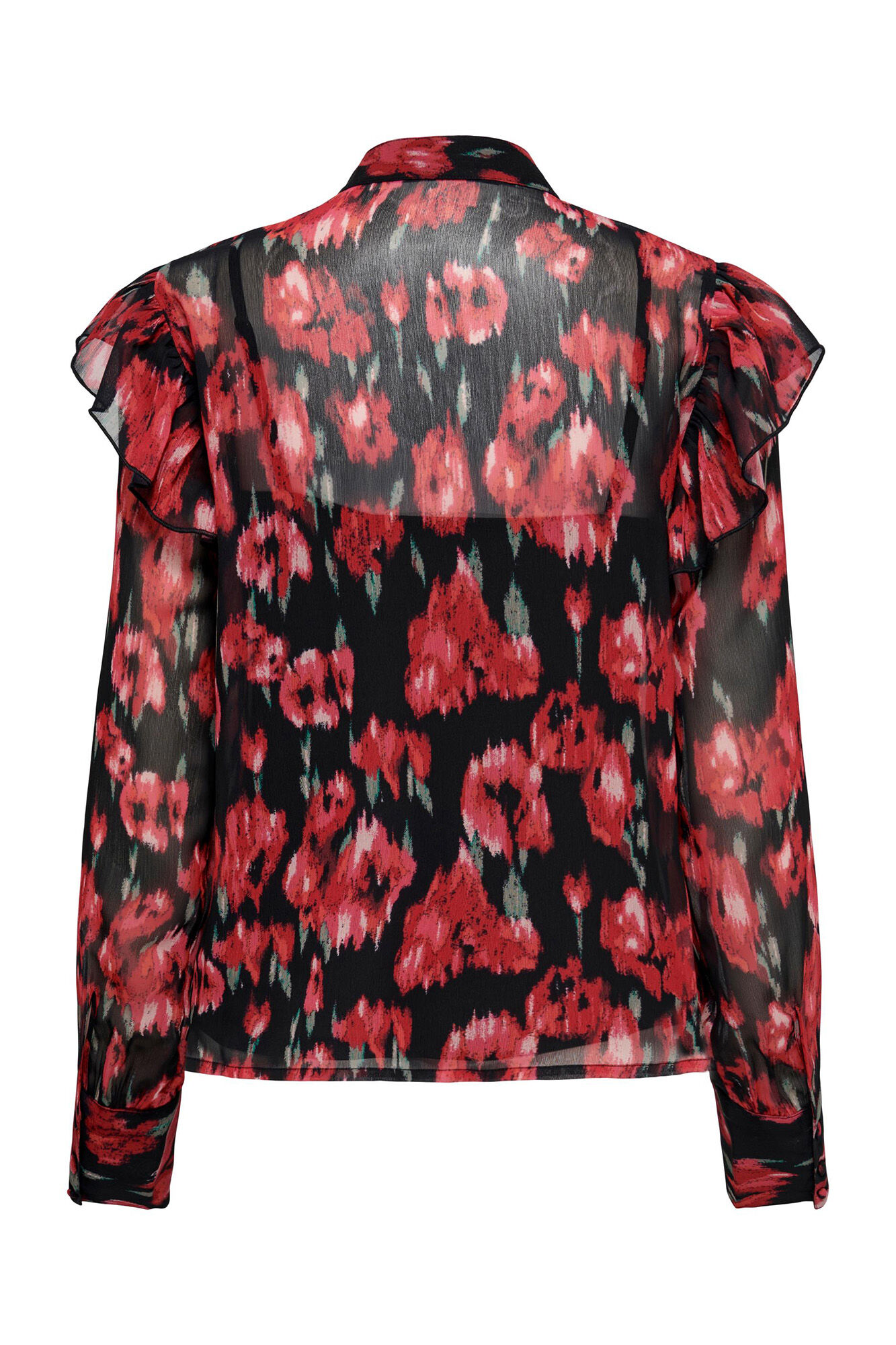 blusa de mangas compridas com babados