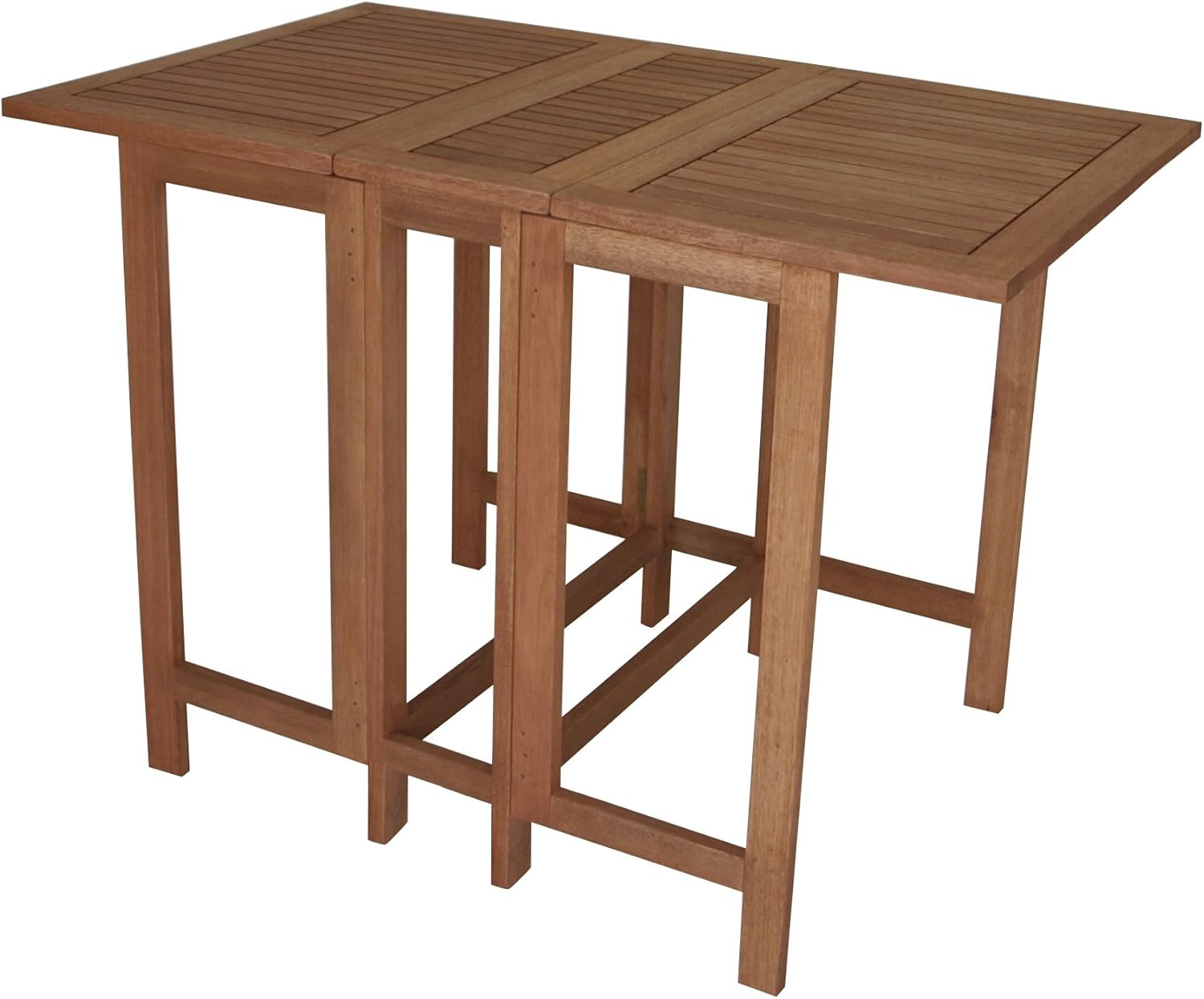 Doppel Klappentisch Balkon Tisch 107x65x74cm rechteckig, Eukalyptus geölt, braun, FSC®-Zertifiziert