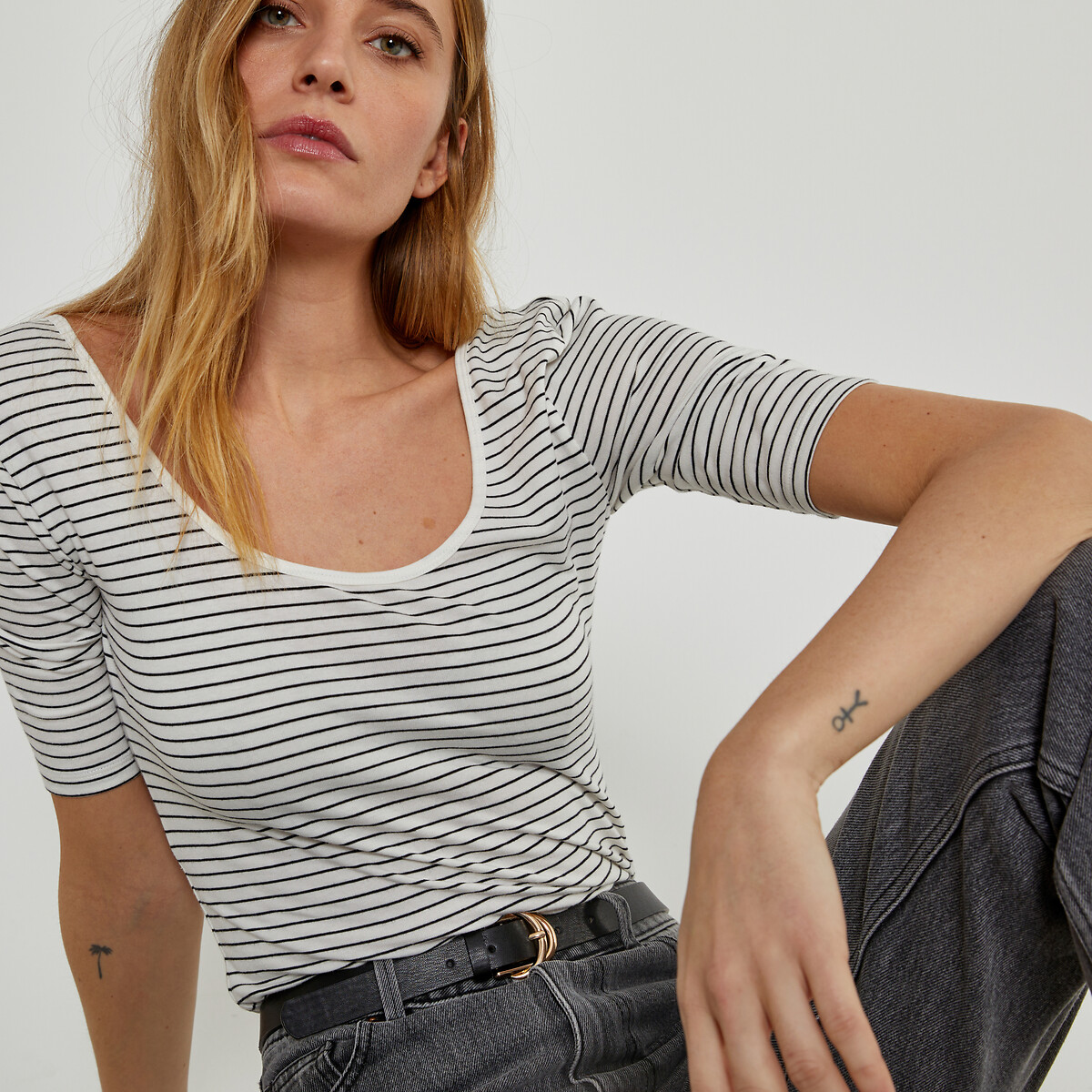 COLEÇÕES LA REDOUTE<br>Camiseta listrada de gola larga