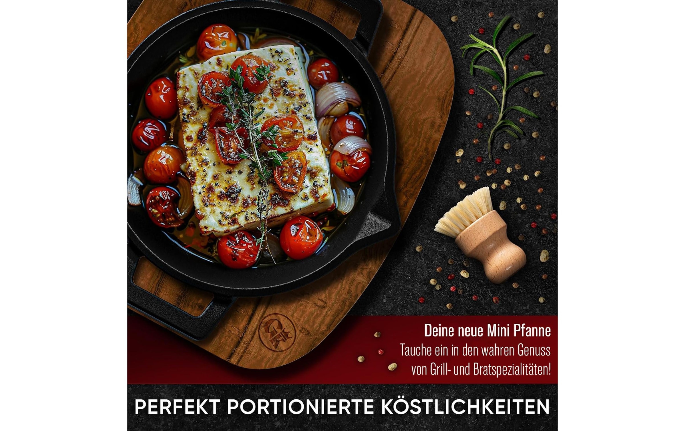 Grilltopf »Gusskoenig Mini Set mit Holzsockel« 4 Stk. tlg. Gusseisen