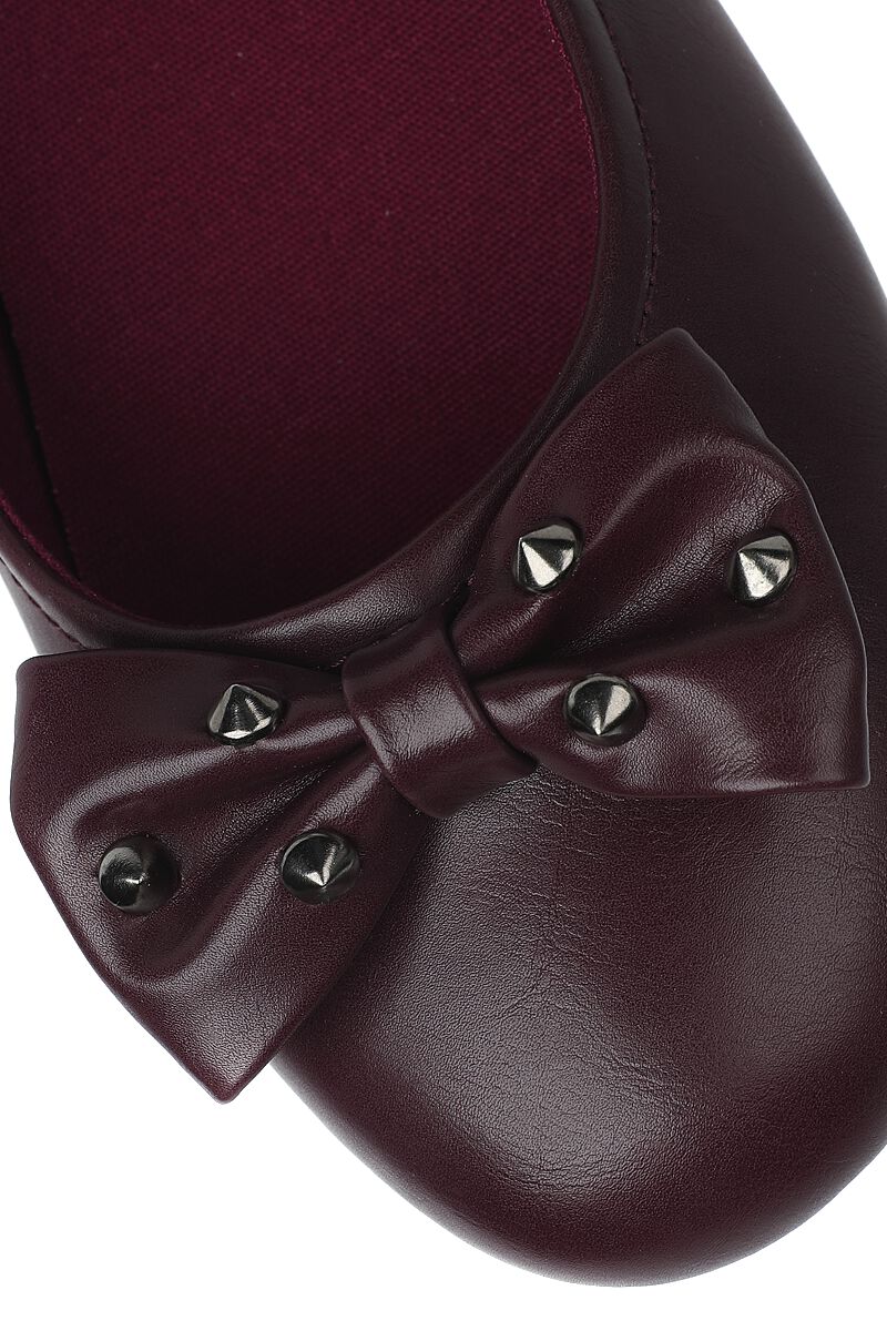 Ballerines Rouge Foncé avec Nœud & Clous | Rock Rebel by EMP Ballerines
