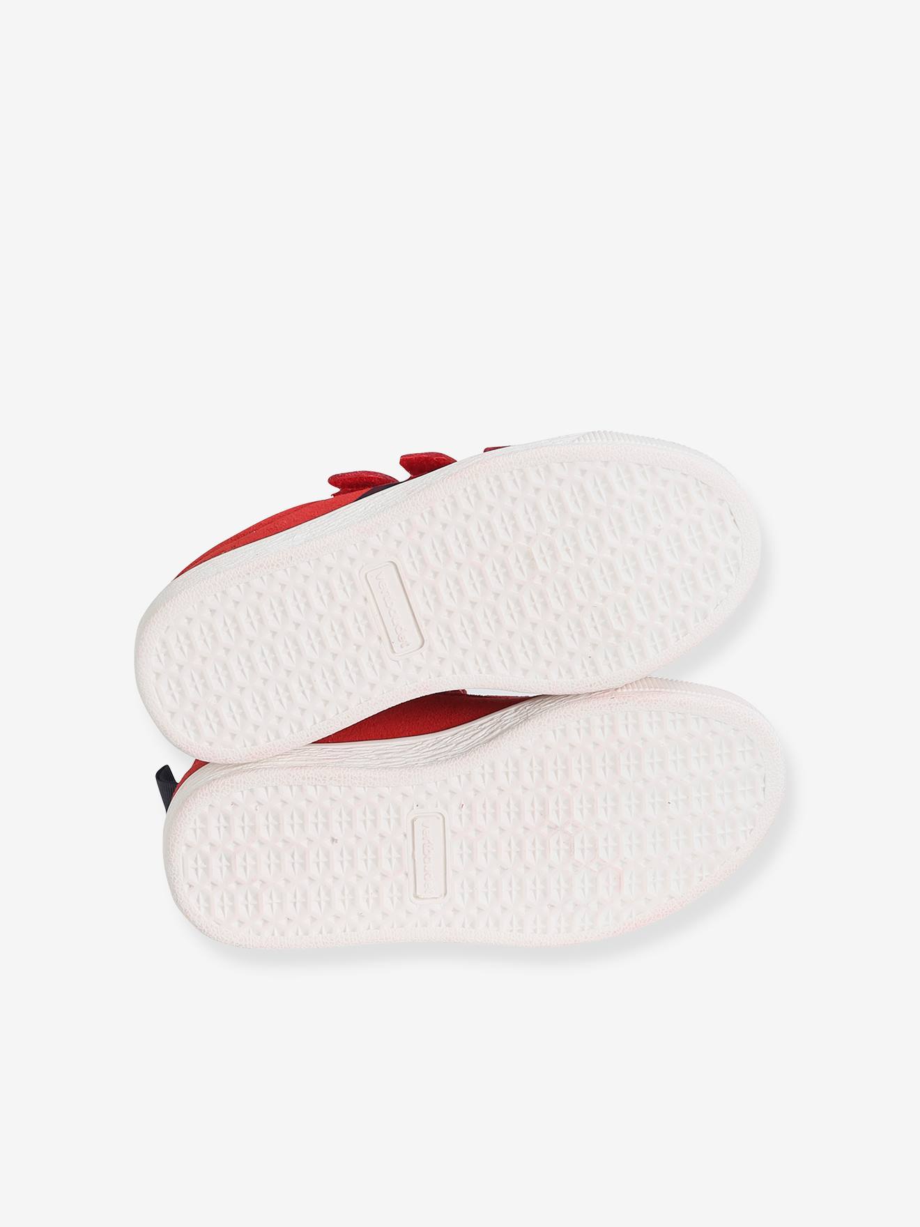 Tênis de couro com fecho de velcro, para meninos, azul escuro liso